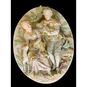 Vintage Arnart Creation Victorian Couple Porcelain Wall Art Hanging Decor